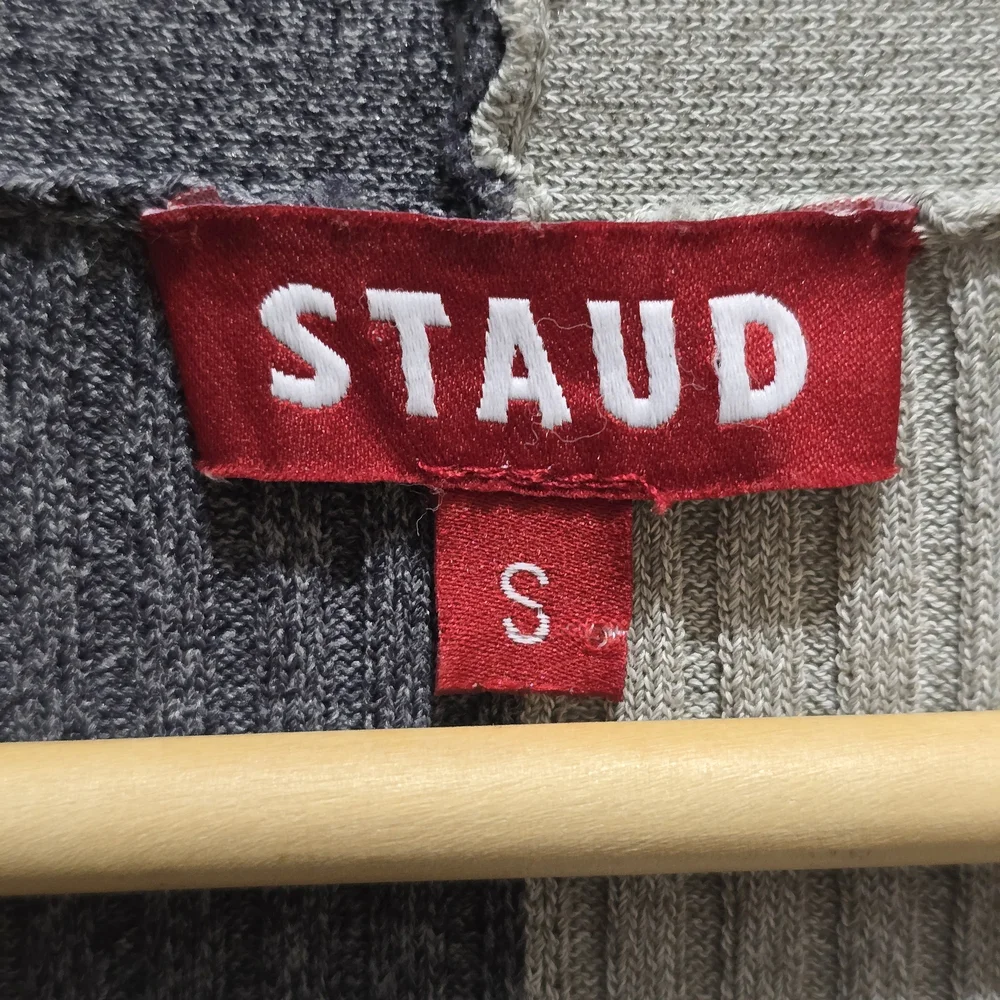 STAUD Two-Tone Long Sleeve Dress in Gray and Black Size S - Picture 2 of 4